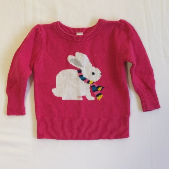 old navy winter bunny cotton knit crewneck sweater 12-18 months baby girl - Picture 1 of 7